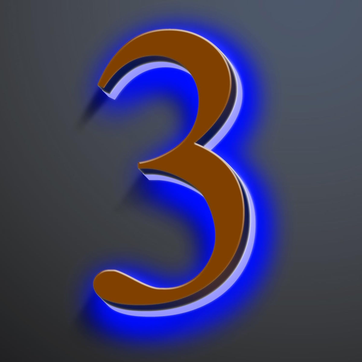 Backlit Illuminated LED House Numbers For Outside 20 Inch, Stainless Steel Illuminated LED Home Address Numbers, Large Modern Lighted Address Signs, Brown, Blue Light,3