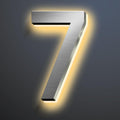 Backlit Illuminated LED House Numbers For Outside 16 Inch, Lighted Address Signs For House, Large Modern Illuminated Address Number, Brushed Silver, Warm White Light,7