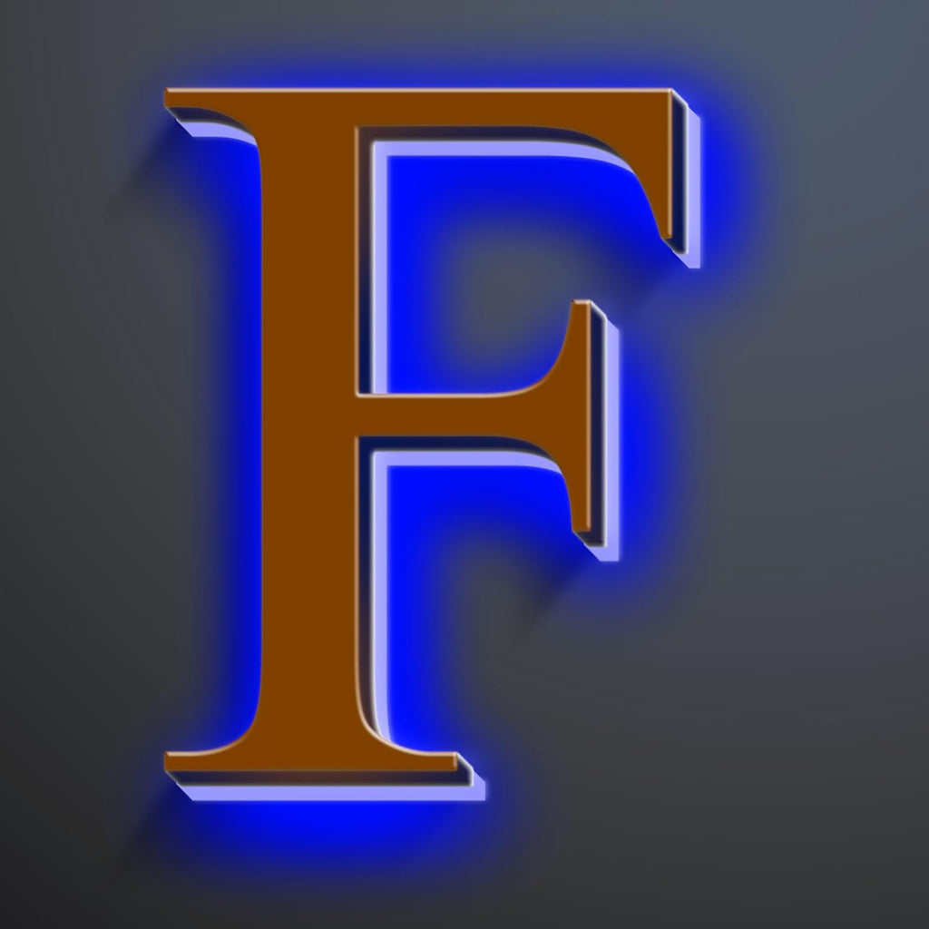 Backlit LED Illuminated House Numbers 18 Inch, Stainless Steel Hand-Polished For House Address Signs, Large Metal Modern Lighted Home Address Numbers, Brown, Blue Light,F