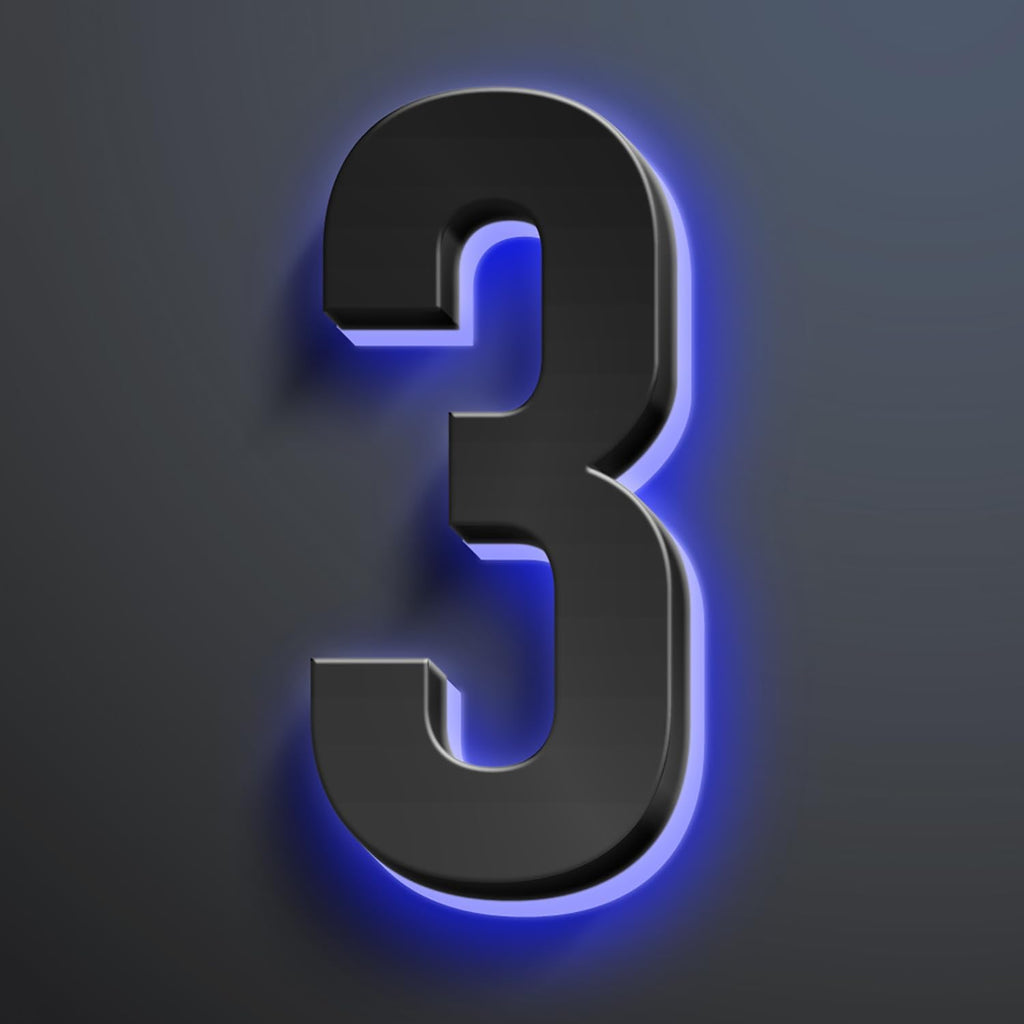 Backlit LED Illuminated House Numbers, Stainless Steel Hand-Polished For House Address Signs, Modern Lighted House Numbers, Illuminated Address Numbers For Outside,20 Inch/500mm,3