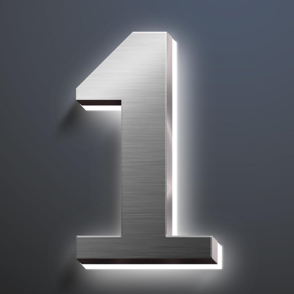 Illuminated House Numbers, Stainless Steel House Address Numbers, Backlit LED Illuminated Home Address Number, Lighted House Numbers, Modern Address Numbers,16 Inch/400mm,1