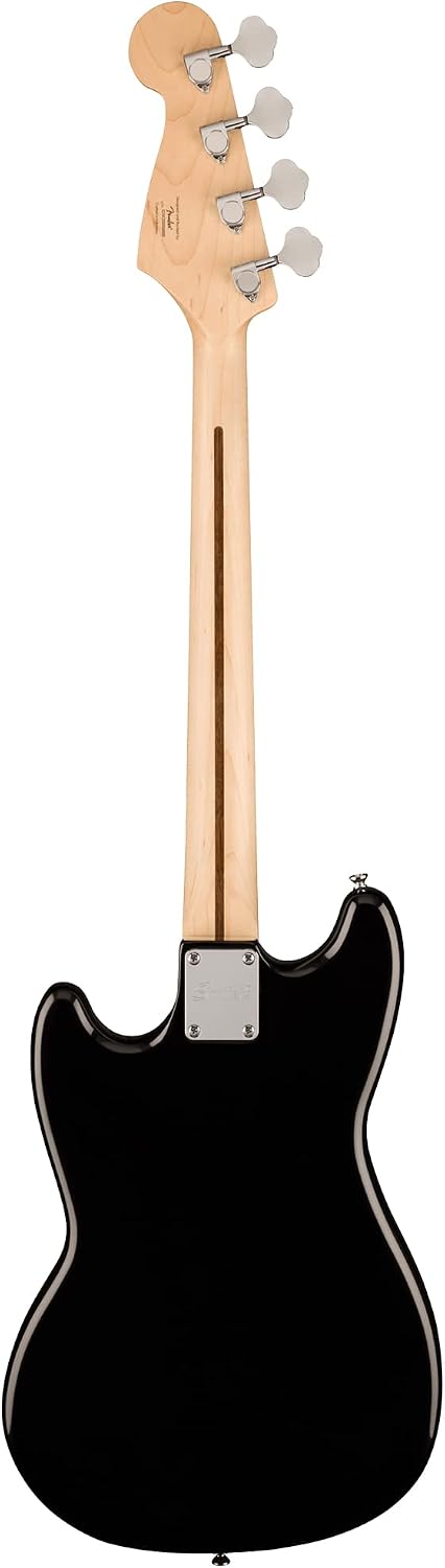 Fender Squier Sonic Bronco Bass Guitar, Laurel Fingerboard - Black Bundle with Tuner, Strap, and Austin Bazaar Guitar DVD