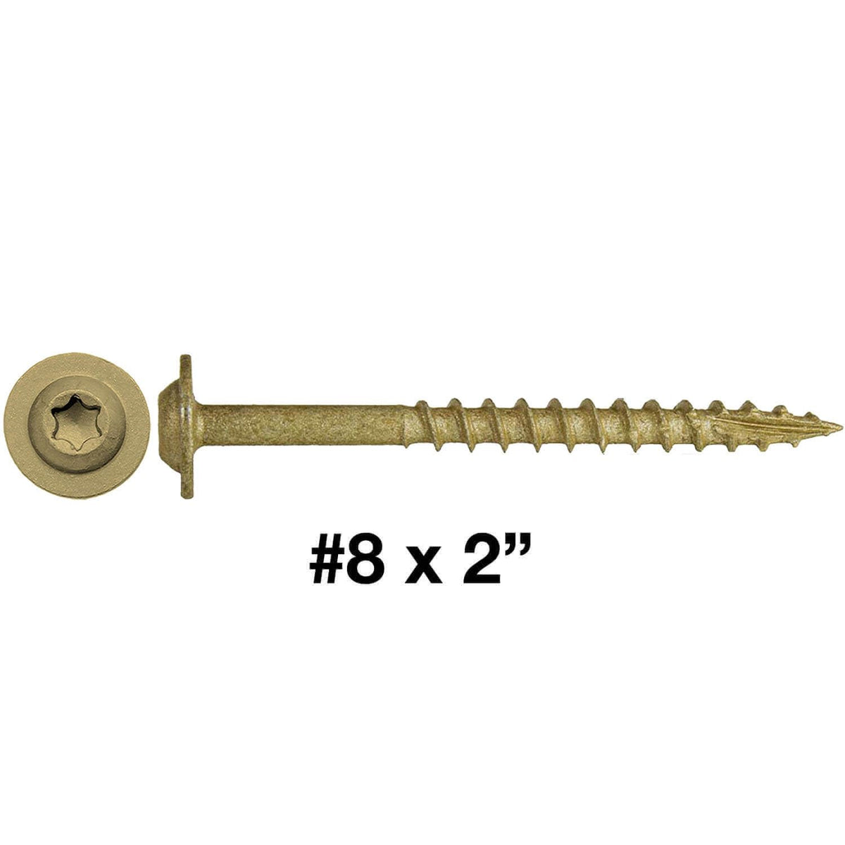 8 x 2 Bronze Star Multipurpose Exterior Coated - Torx/Star Drive - Modified Truss Head Cabinet Wood Screws - CASE Qty 42 Boxes 5,796 Screws
