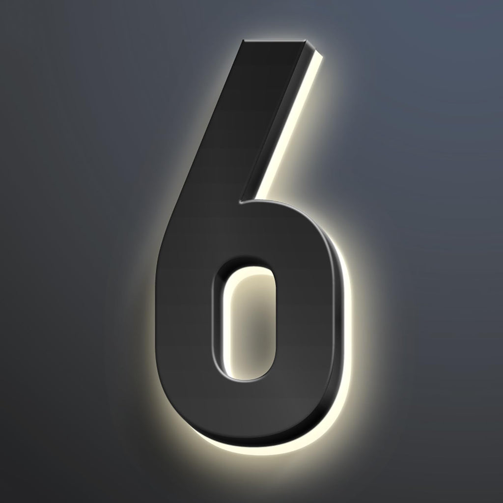 Illuminated House Address Numbers Signs, Stainless Steel,Up-Scale Modern Look, Backlit LED Illuminated Home Address Number, Lighted House Numbers For Outside,20 Inch/500mm,6