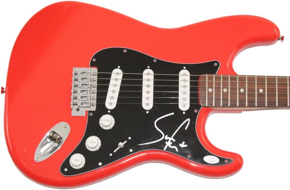 Sam Fender Signed Autograph Full Size Red Stratocaster Electric Guitar A with James Spence Authentication JSA COA - Hypersonic Missiles Seventeen Going Under Dead Boys