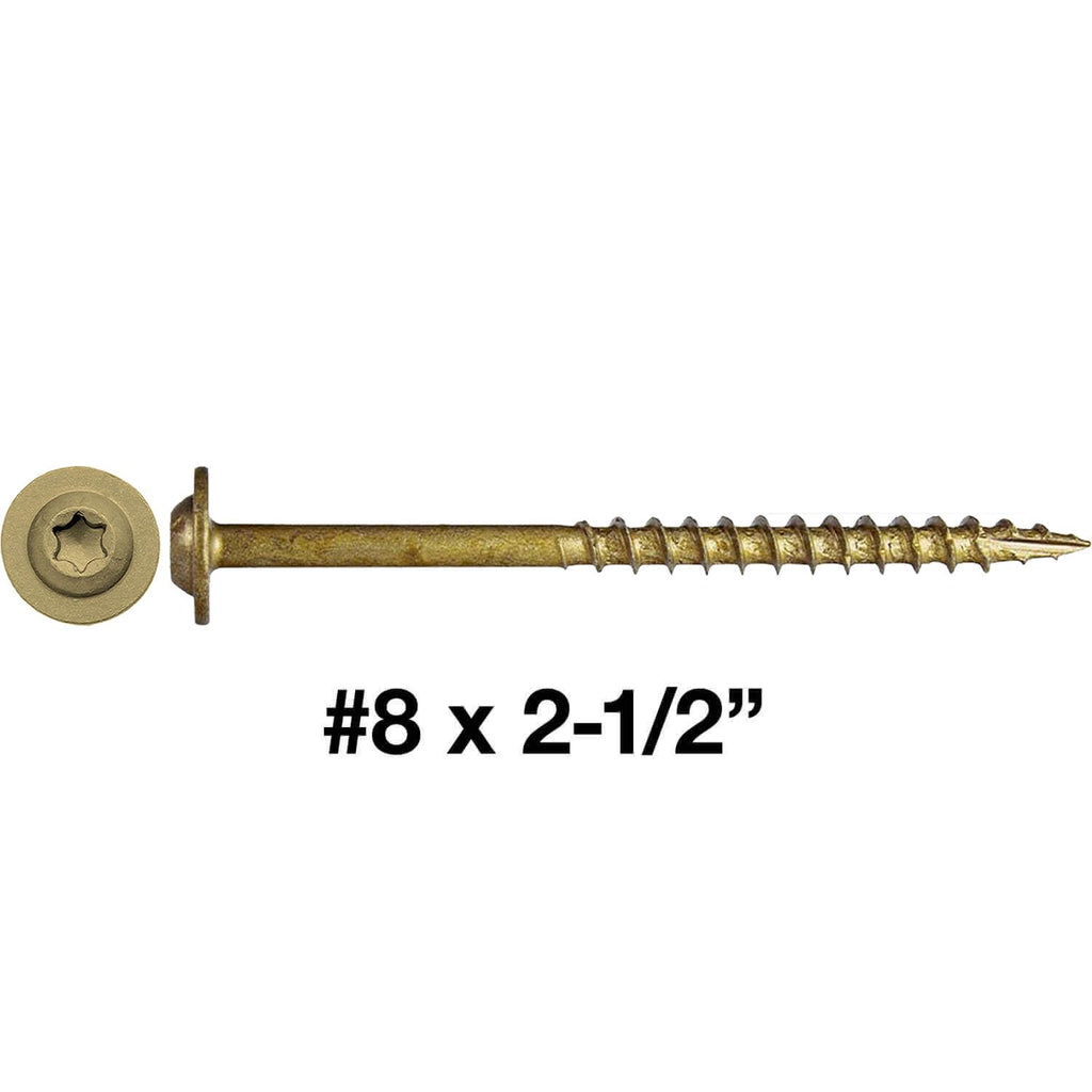 8 x 2-1/2' Bronze Star Multipurpose Torx/Star Drive Head Exterior Coated Modified Truss Head Cabinet Wood Screw - Full Box - 1500 Approx. Screws