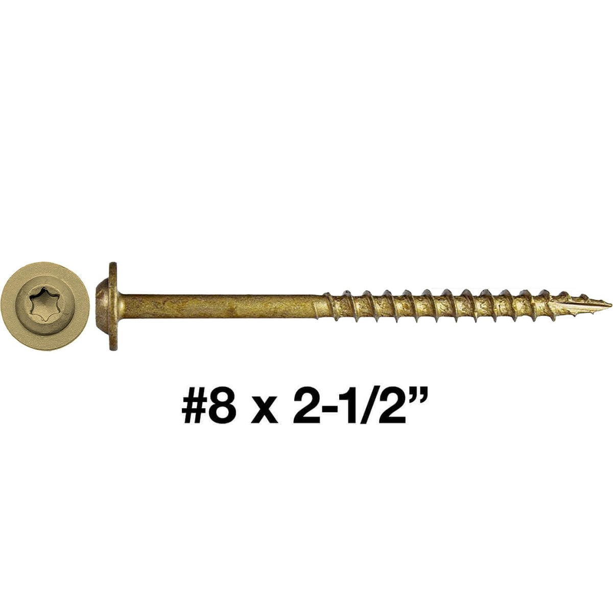 8 x 2-1/2' Bronze Star Multipurpose Torx/Star Drive Head Exterior Coated Modified Truss Head Cabinet Wood Screw - Full Box - 1500 Approx. Screws