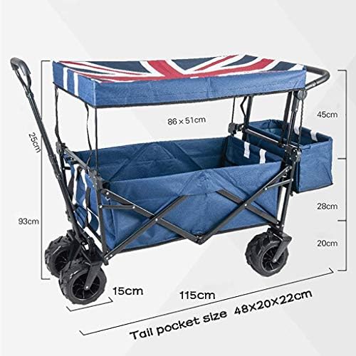 Push and Pull Hand Truck with Foot Brake and 2 Seat Belt Outdoor Sport Collapsible Folding Stroller Wagon Baby Trolley with Canopy Garden Utility Shopping Travel, Red