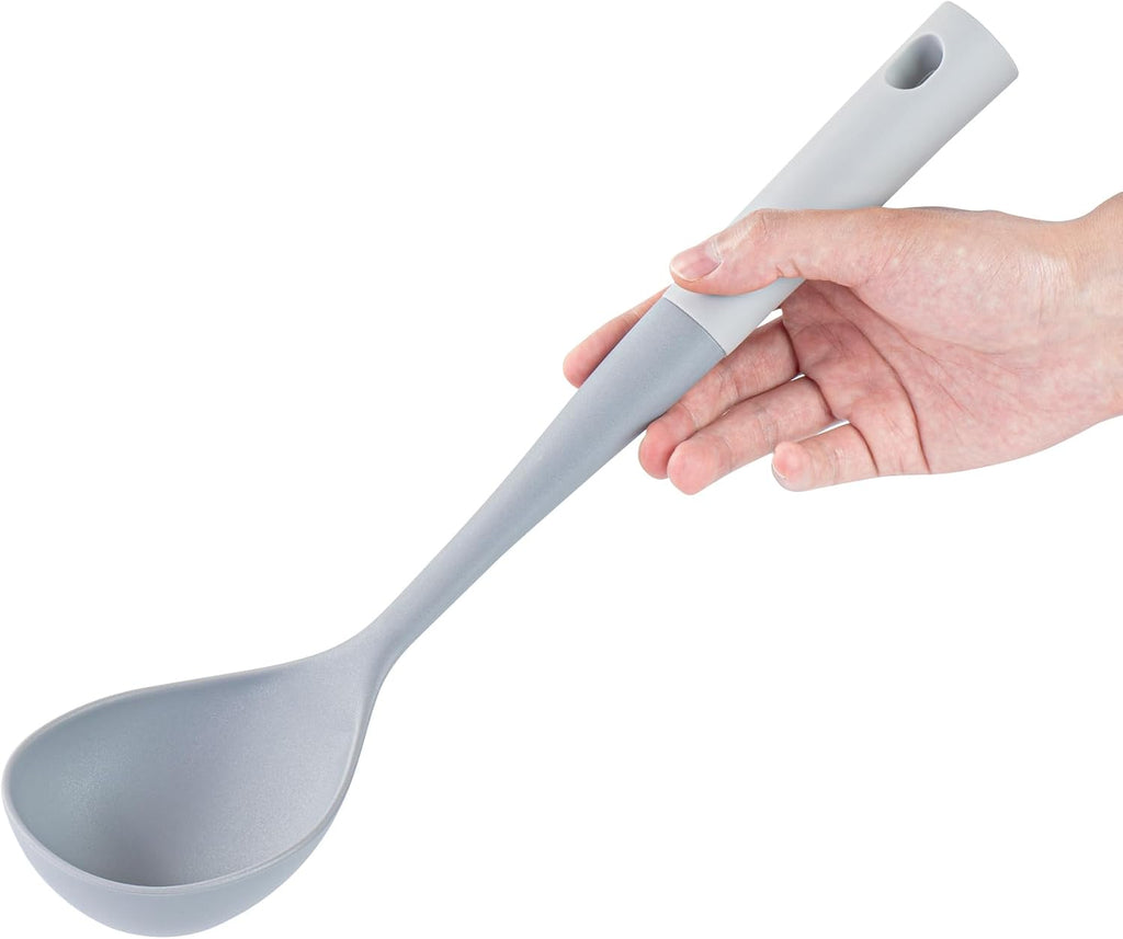 Restaurantware Silicone Utensil Set Pack of 10 Non-Slip Handle 6-Piece Nylon Kitchen Tool Set, Heat-Resistant Dishwasher-Friendly Cooking Accessories, Durable Gray and White Cooking Utensils