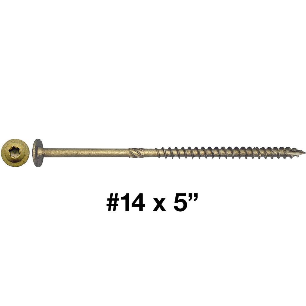 Jake Sales #14 x 5 Construction Lag Screw Exterior Coated Torx/Star Drive Heavy Duty Structural Lag Screw Far Superior to Common Lag Screws (Full Box - 700 Screw Count) Modified Truss Washer Head