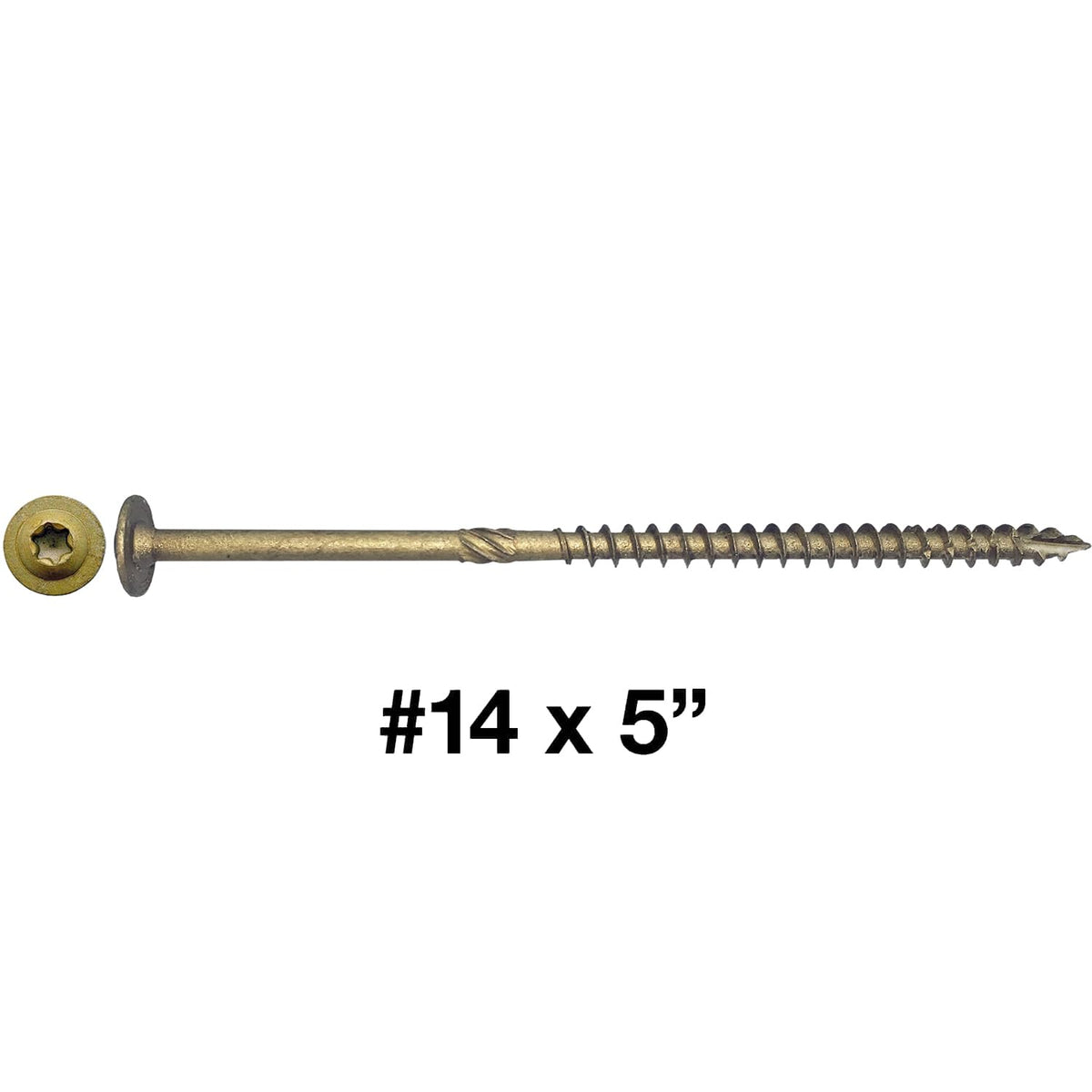Jake Sales #14 x 5 Construction Lag Screw Exterior Coated Torx/Star Drive Heavy Duty Structural Lag Screw Far Superior to Common Lag Screws (Full Box - 700 Screw Count) Modified Truss Washer Head