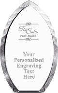 Crown Awards Custom Engraved Tear Drop Corporate Crystal Trophy Gift, 9' Tear Drop Personalized Award