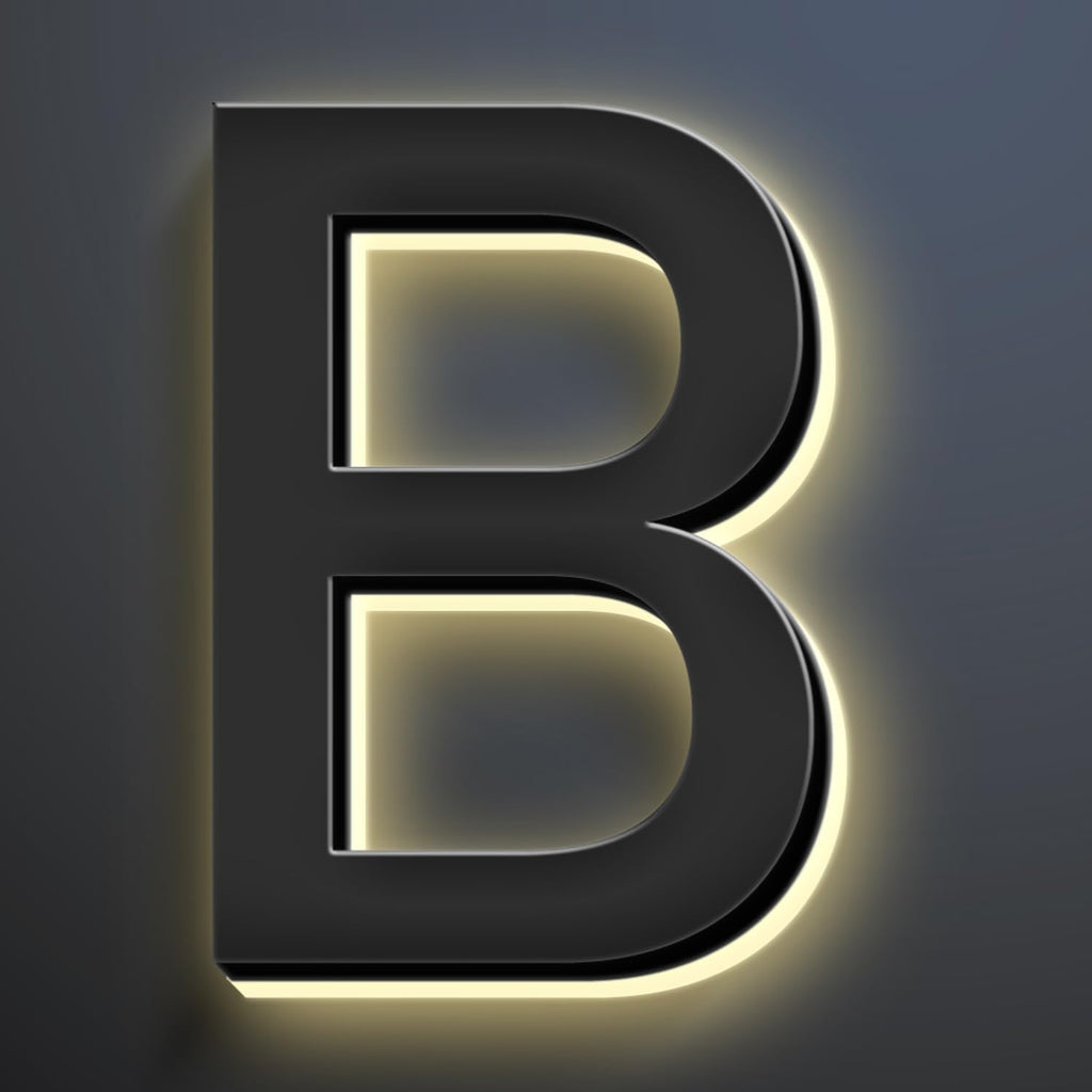 18 Inch Backlit LED Illuminated Home Address Numbers Modern Lighted Up House Numbers Stainless Steel Hand-Polished Waterproof For House Address Signs,B