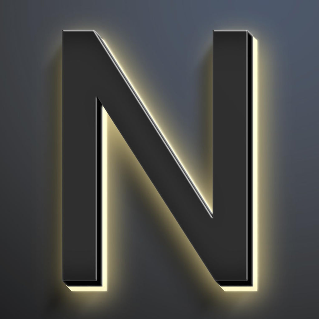 18 Inch Backlit LED Illuminated Home Address Numbers Modern Lighted Up House Numbers Stainless Steel Hand-Polished Waterproof For House Address Signs,N