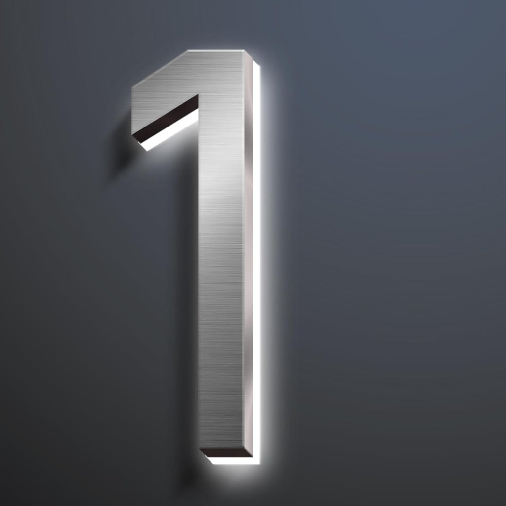 Backlit Illuminated LED Address Numbers, House Number Signs Lighted Plaque, Stainless Steel Lighted House Number For Outdoor.,20,1