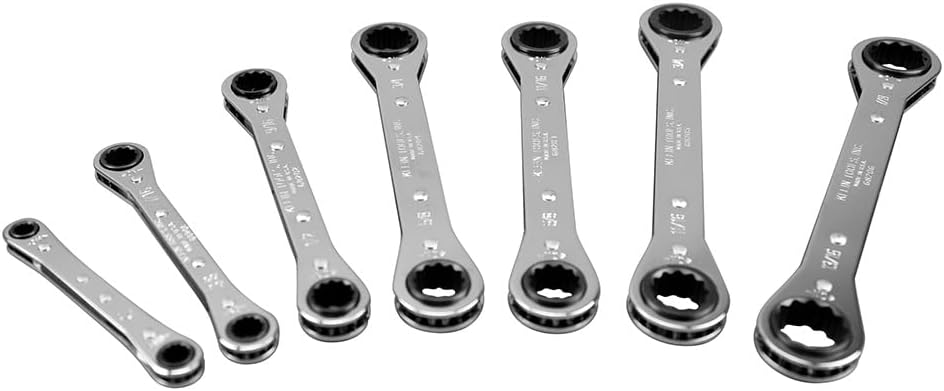 KLEIN TOOLS 68222 Ratcheting Box Wrench Set, 7-Piece, Made in USA