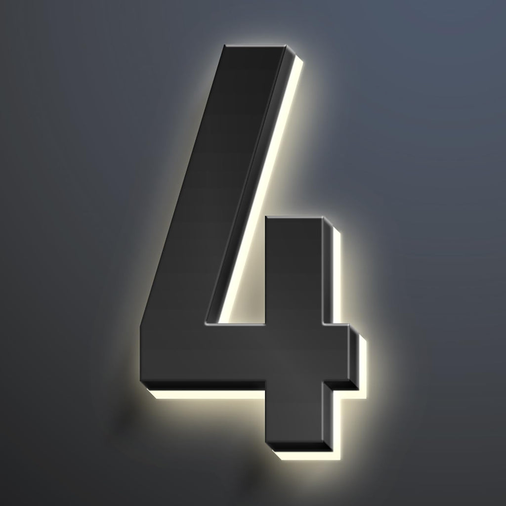 Illuminated House Address Numbers Signs, Stainless Steel,Up-Scale Modern Look, Backlit LED Illuminated Home Address Number, Lighted House Numbers For Outside,20 Inch/500mm,4