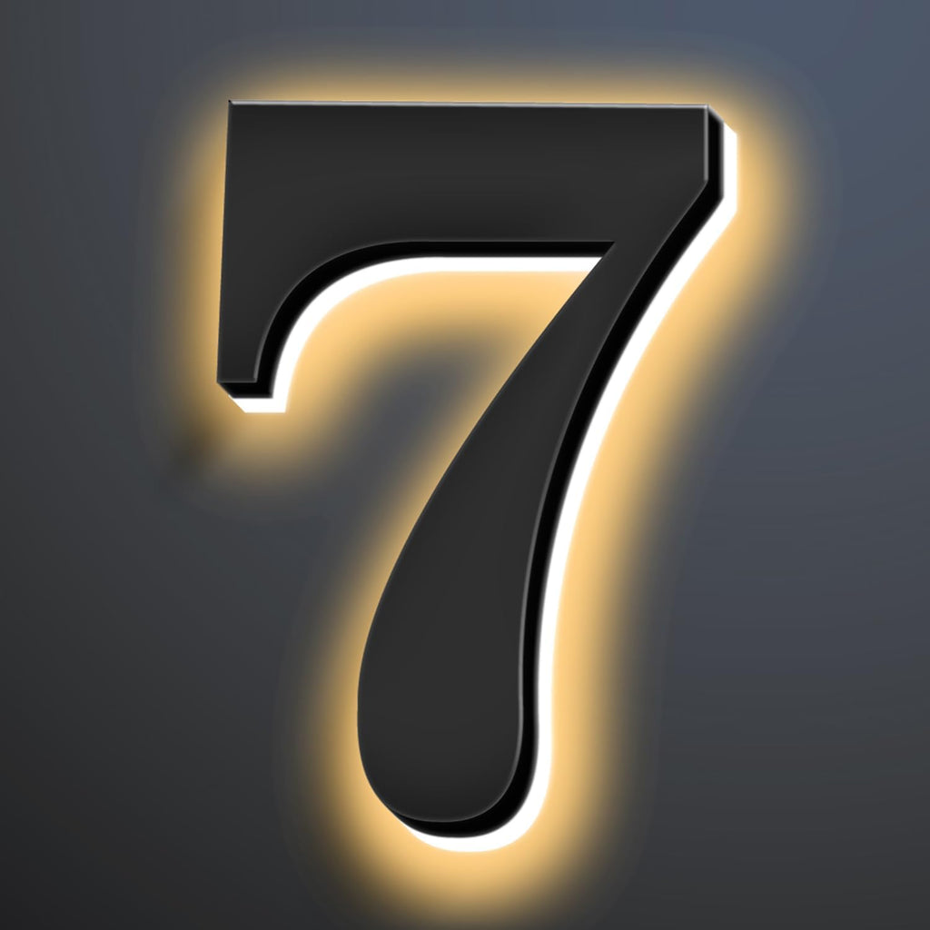 Backlit Illuminated LED Home Address Numbers 18 Inch, Modern Lighted Up Address Signs Make A Statement, Large Stainlesss Steels House Numbers With LED Lights,7