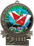 Express Medals 1 to 50 Packs - 3' Cornhole 2nd Place Silver Medal with Neck Ribbon Award XMDMY4
