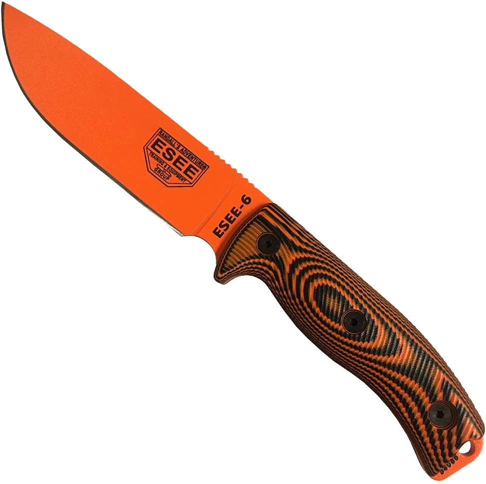 ESEE-6 1095 Carbon Steel, Black Sheath (Orange Blade, Orange/Black G10 3D Handle)