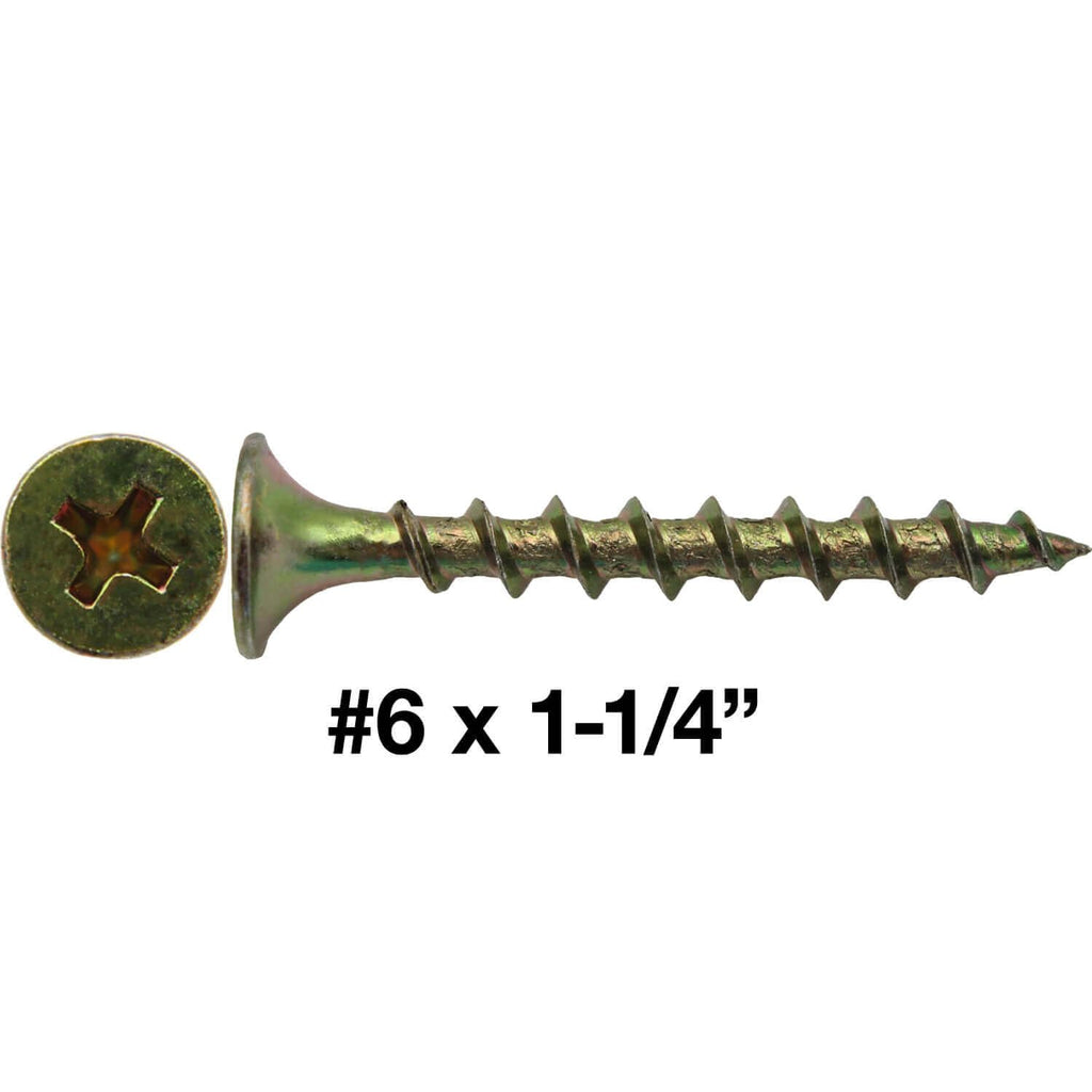 #6 x 1-1/4' Yellow ZINC COARSE Thread Drywall, Gypsum Board, Sheet Rock, Plasterboard Screws. Use for All Purpose Wood Screws (12.5 Ounces) CASE Qty 42 Boxes 9,030 Screws