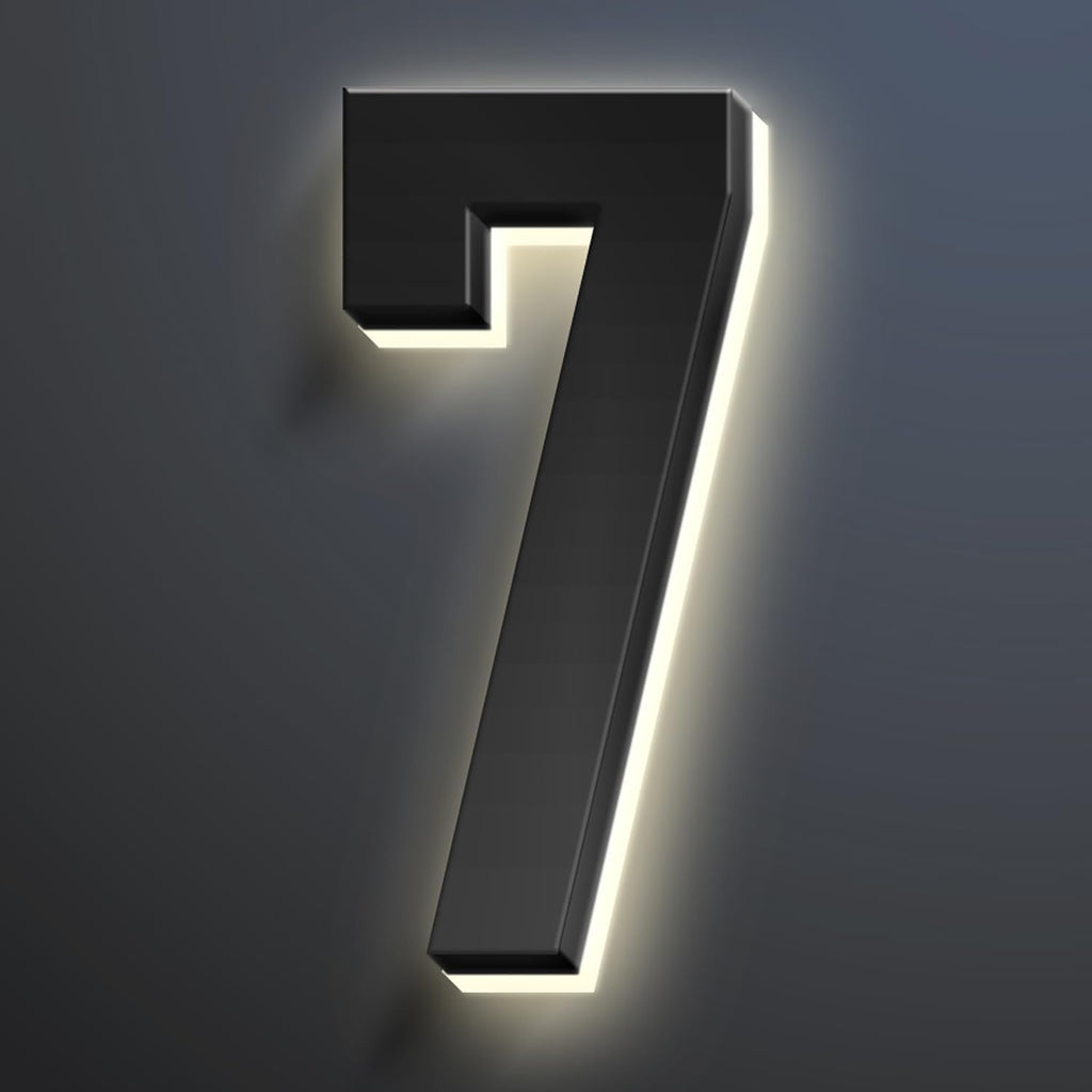 Illuminated House Address Numbers Signs, Stainless Steel,Up-Scale Modern Look, Backlit LED Illuminated Home Address Number, Lighted House Numbers For Outside,16 Inch/400mm,7