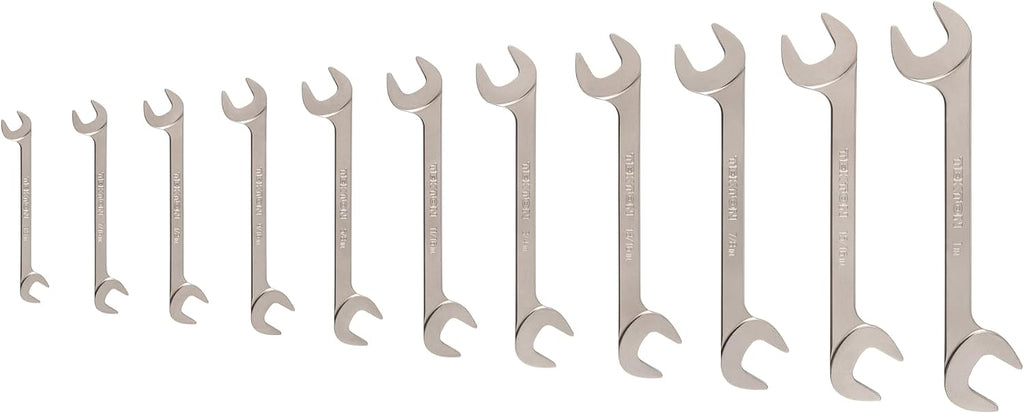 TEKTON Angle Head Open End Wrench Set, 11-Piece (3/8-1 in.) | WAE91002 | Made in USA