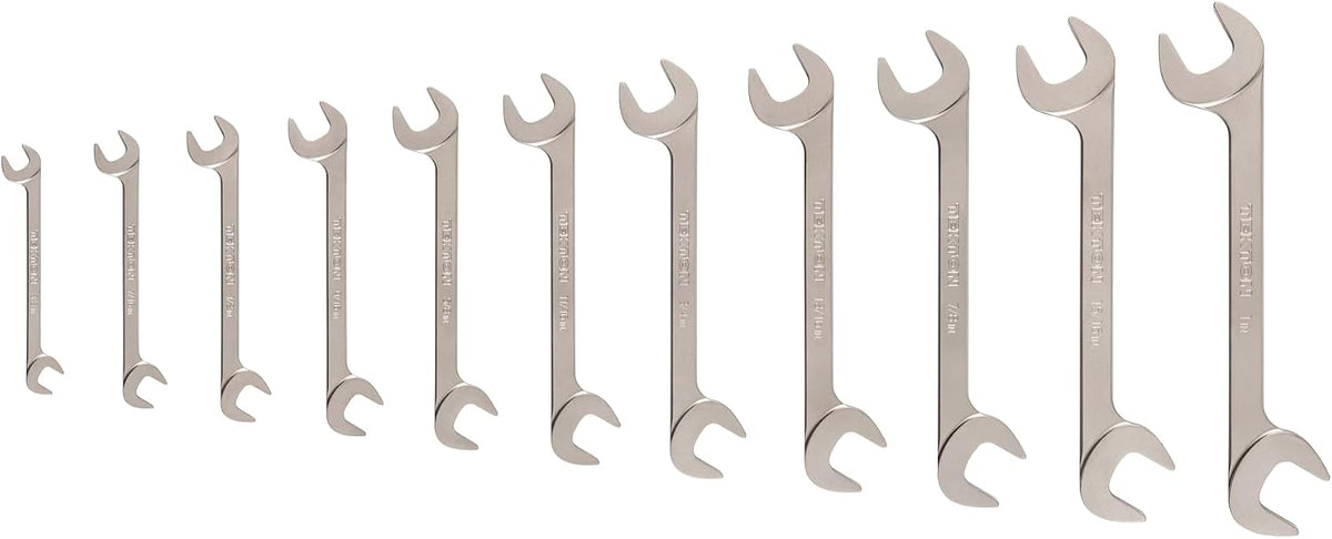 TEKTON Angle Head Open End Wrench Set, 11-Piece (3/8-1 in.) | WAE91002 | Made in USA