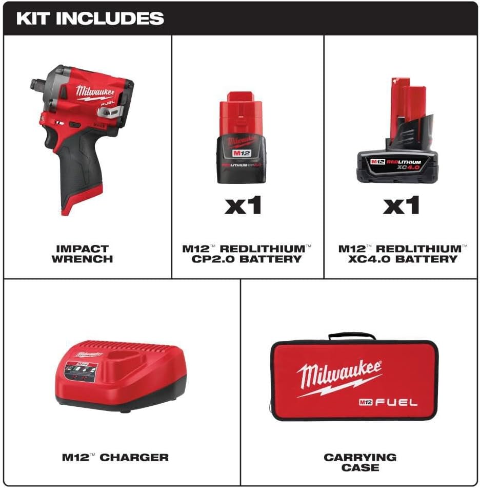 Milwaukee M12 FUEL Stubby 1/2 in. Impact Wrench Kit