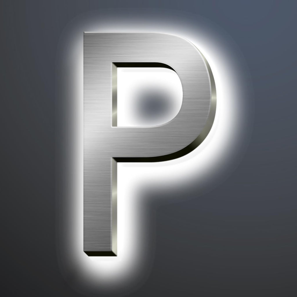 Backlit LED Illuminated House Numbers For Outside 18', Stainless Steel Modern Lighted Address Signs For Home, Illuminated Address Numbers, Brushed Silver, White Light,P