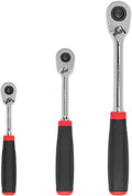 TEKTON 1/4, 3/8, 1/2 Inch Drive Quick-Release Comfort Grip Ratchet Set, 3-Piece (6, 8, 10-1/2 in.) | SRH91101