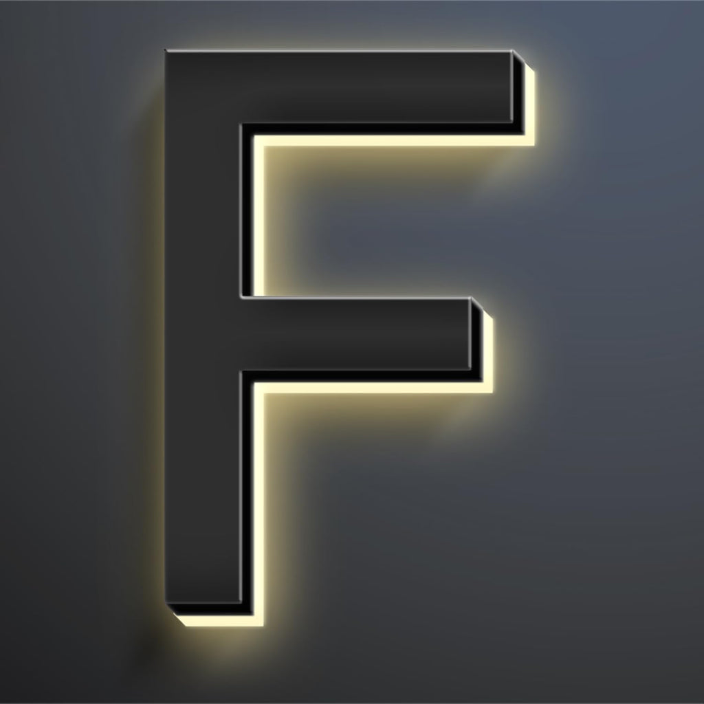 18 Inch Backlit LED Illuminated Home Address Numbers Modern Lighted Up House Numbers Stainless Steel Hand-Polished Waterproof For House Address Signs,F