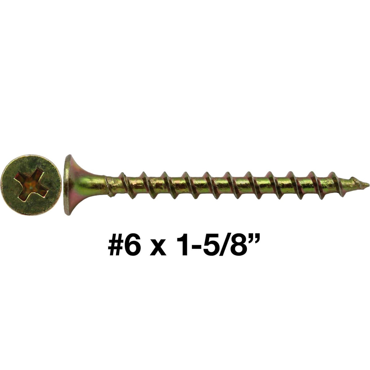 #6 x 1-5/8' Yellow ZINC COARSE Thread Drywall, Gypsum Board, Sheet Rock, Plasterboard Screws. CASE Qty 9 Boxes 9,891 Screws