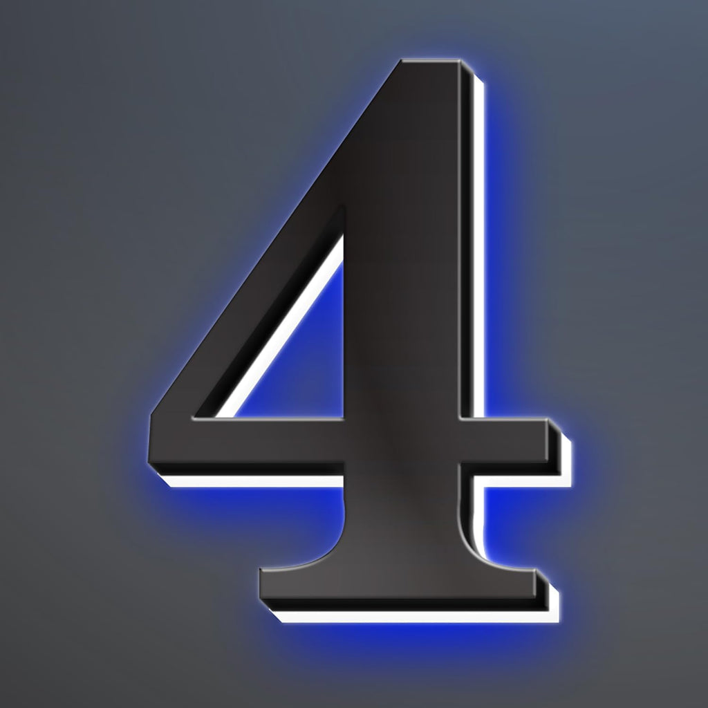 Illuminated LED House Numbers, Stainless Steel, Backlit LED Illuminated Home Address Number, Up-Scale Modern Look, Lighted House Numbers, Modern Address Numbers,18 Inch/450mm,4