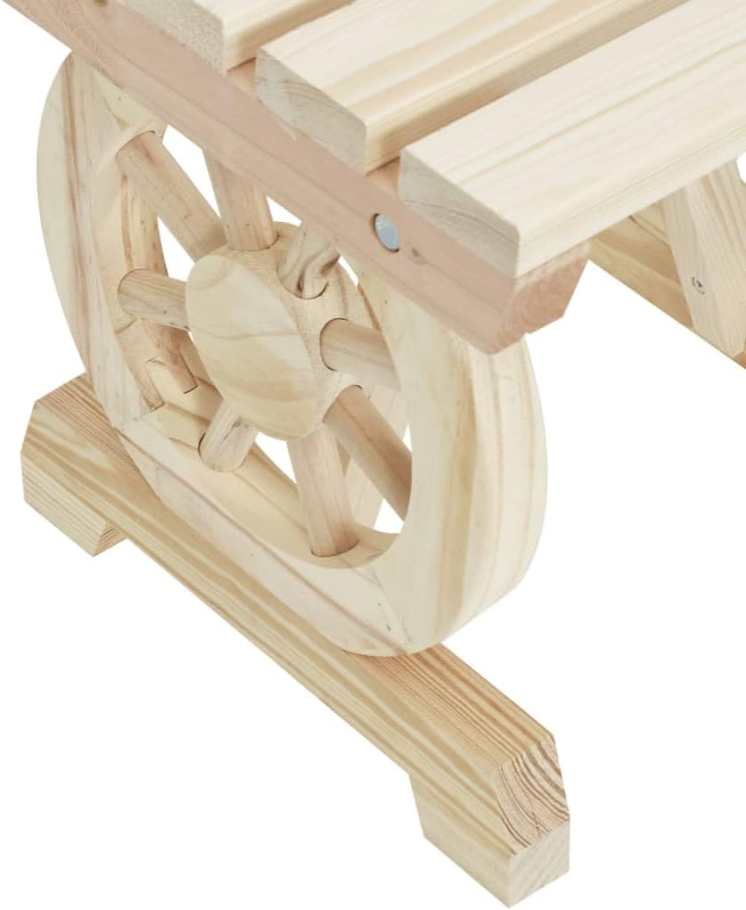 2-Piece Solid Wood Fir Patio Benches Set, Outdoor Furniture for Garden Patio Terrace, Wagon Wheel Design Wooden Chairs, Sturdy Frame, 45.3' x 11' x 15.6', Natural Finish
