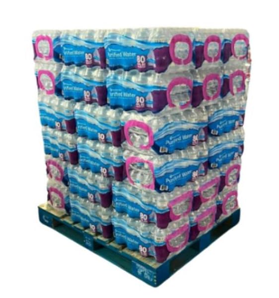 Pallet of Water Purified Bottled Water 8 fl. oz., 80 pk. Pack of 48. TOTAL 3840 BOTTLES.