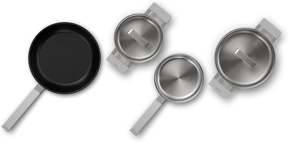 Bosch HEZ9SE040 Hob Accessories, 4-Piece Cookware Set: 3 Pots and 1 Pan, for Electric Hobs and Induction Hobs, Made in Germany