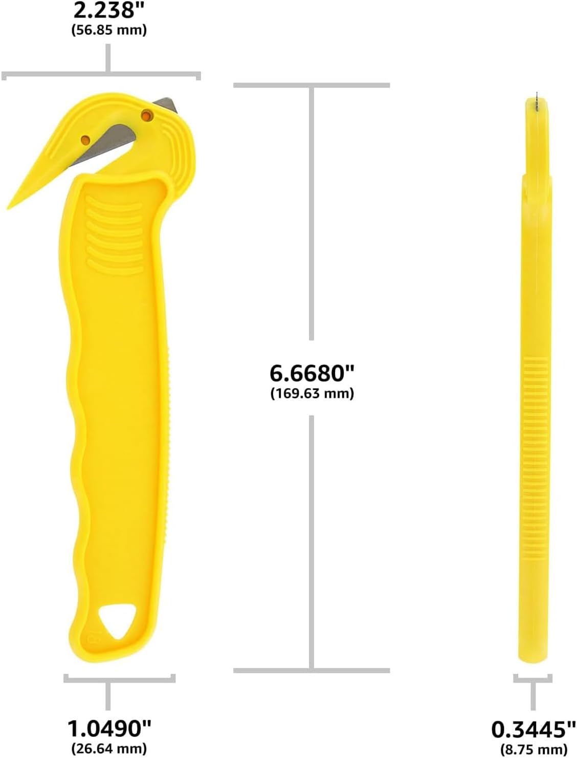 Thornton's Office Supplies Disposable Film Cutter, Sharp & Durable Steel Blade, Safe and Efficient Cutting Design for Shrink Wrap, Stretch Wrap, Tape, and Plastic Straps, Yellow (100)