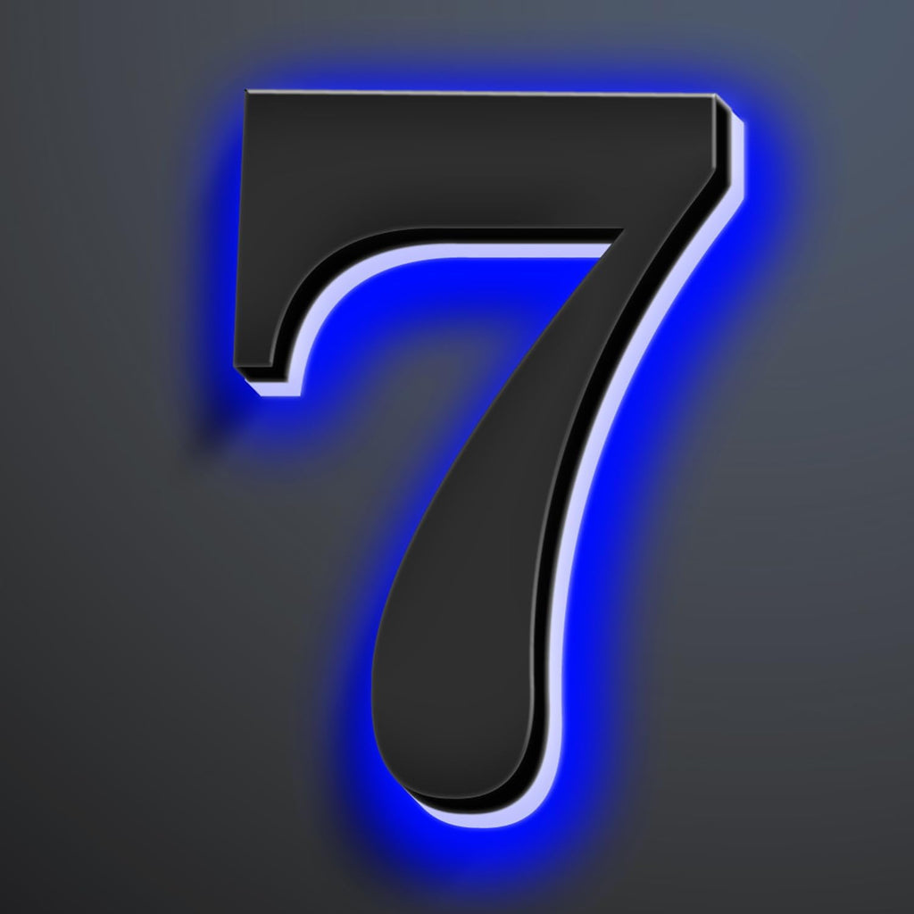 Illuminated LED Address Number 16 Inch, Backlit Illuminated LED House Number For Outside, Lighted Home Address Signs, Large Modern Metal House Number With Lights,7