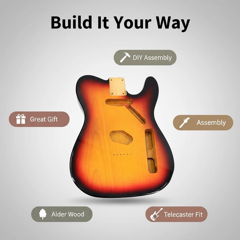 Electric Guitar Body, Alder Wood for TL Electric Guitar Replacement Part,Just Single Alder Double-Spun