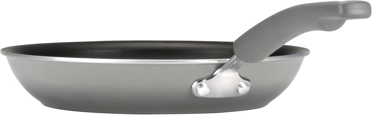 Rachael Ray Cookware Classic Brights Hard Enamel Aluminum Nonstick Cookware Set, 14-Piece, Sea Salt Gray