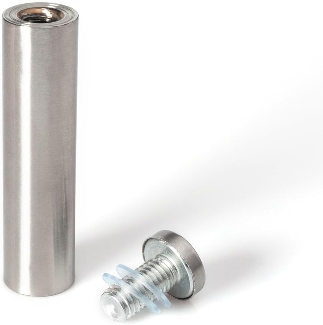 Stainless Steel Standoff 3/4 Inch Diameter x 3 Inch Barrel Length Brushed Finish for PVC, Glass and Acrylic Sign Stand Off Wall Anchors and Screws 100 Piece Commercial Space Pack