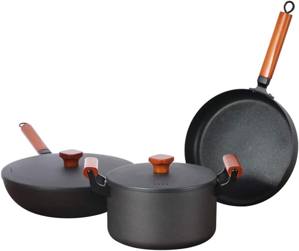 3pcs Non Stick Cooking Pots Set Iron Cookware Set Accessories Hot Cook Pot Hot Pot Soup Cooking Pan Set