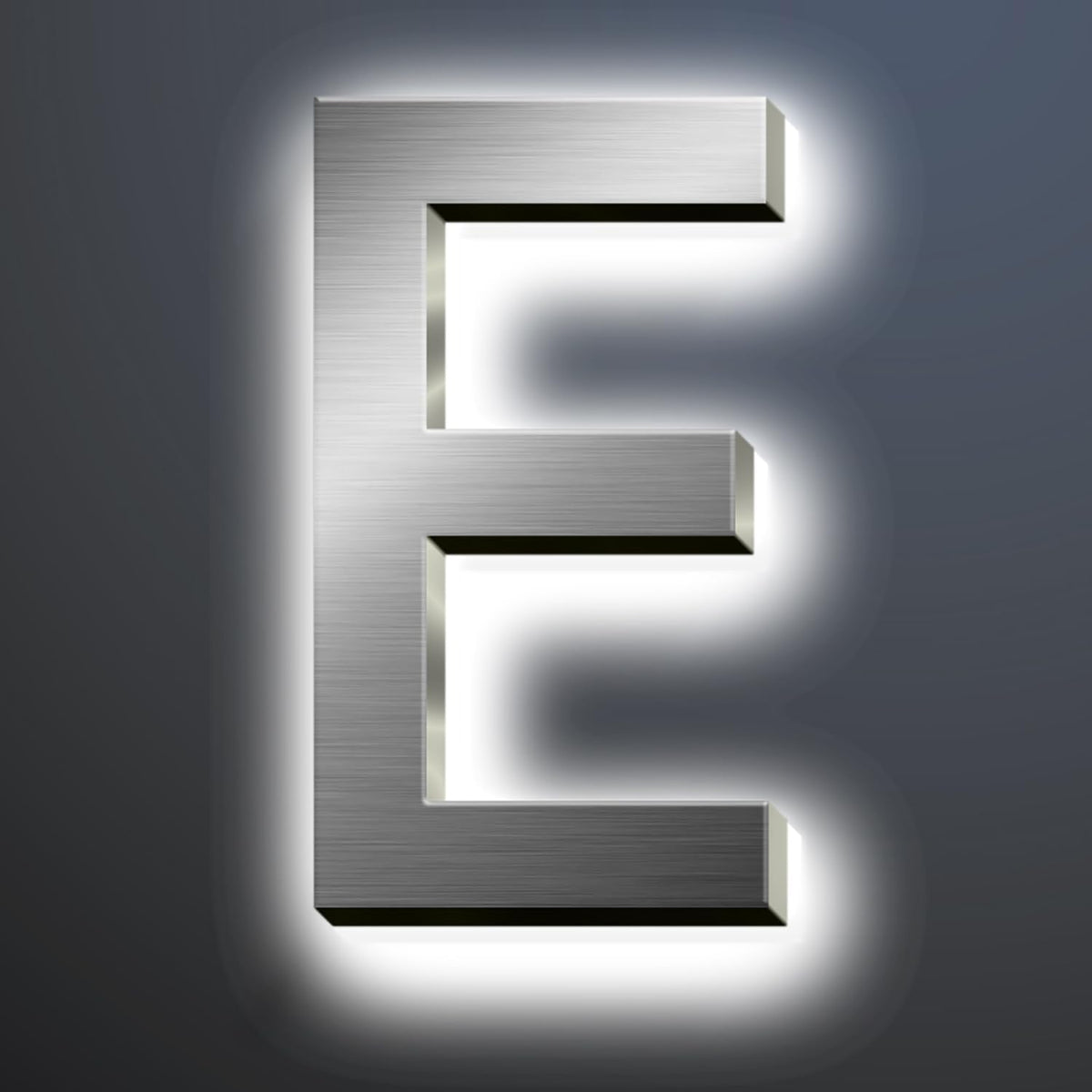 Backlit LED Illuminated House Numbers For Outside 18', Stainless Steel Modern Lighted Address Signs For Home, Illuminated Address Numbers, Brushed Silver, White Light,E