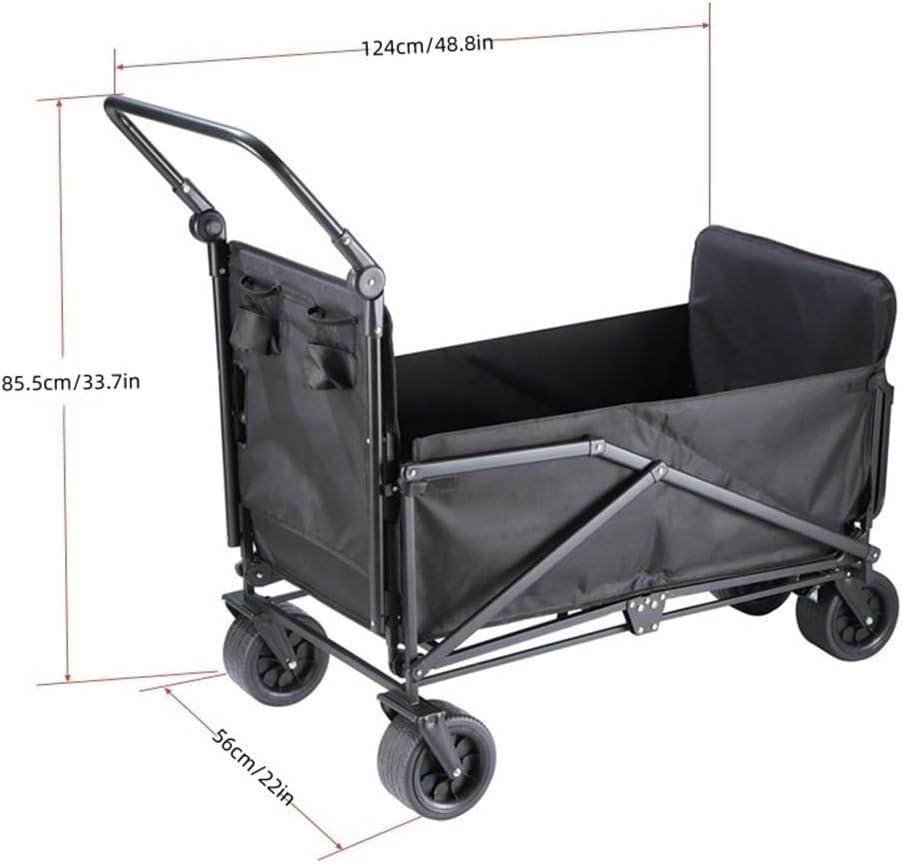 Wagons Carts Foldable, Heavy Duty Wagons, Multifunctional Folding Wagon, Collapsible Wagon with Wheels for Shopping, Sports, Camping(Brown)