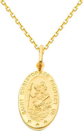 The World Jewelry Center 14k Yellow Gold Religious Saint Christopher Medal Pendant with 1.2mm Cable Chain Necklace