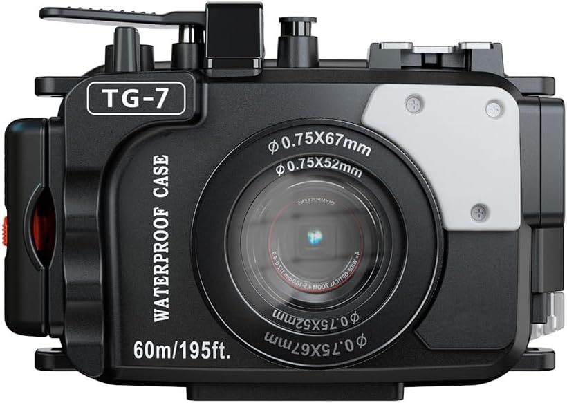 TG-7 Underwater Camera Housing Case, 60m/195ft Waterproof, PC Material with O-Ring Seal, Compatible with Olympus OM System Tough TG-7 (Black)