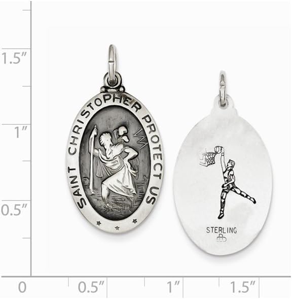 Jewels By Lux Sterling Silver St. Christopher Basketball Medal