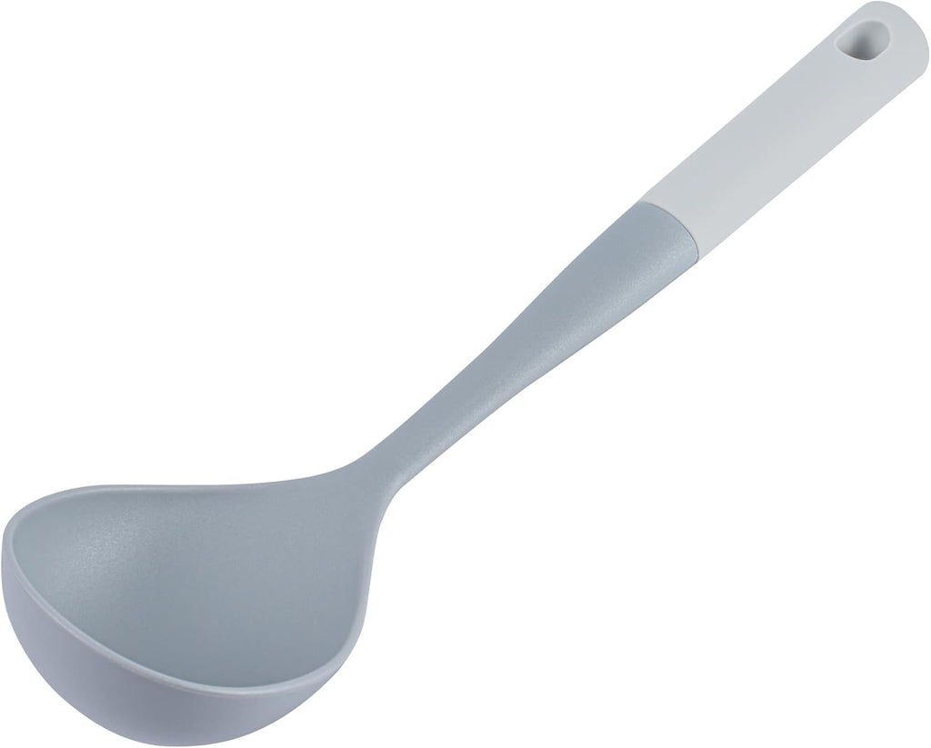 Restaurantware Silicone Utensil Set Pack of 10 Non-Slip Handle 6-Piece Nylon Kitchen Tool Set, Heat-Resistant Dishwasher-Friendly Cooking Accessories, Durable Gray and White Cooking Utensils