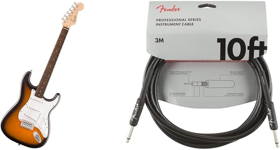 Fender Squier Debut Series Stratocaster Electric Guitar Bundle with Guitar Cable